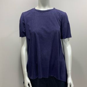 Design Lab Blue Suede Short Sleeve Top